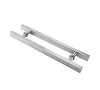 LMTYBOC Modern Square Brushed Stainless Steel Double Side Glass Door Handle Set Ideal for Hotel Home Club Office and Store Entry Doors 1200mm Center Hole Spacing