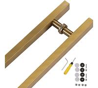 LMTYBOC Modern Square Gold Push Pull Door Handle,Modern Sliding Barn Door/Garage Door/Farmhouse Glass Door Shower Gate Handle,with Mounting Hardware Kit (Size: Length 50cm(20inch))
