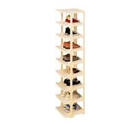 LMTYBOC Narrow Shoe Cabinet 9-Tier, Space-Saving Shoe Rack, Plastic Shoe Tower, No Tools Assembly, 25 x 27 x 120 cm, Elegant White Storage Solution for Home and Entryway