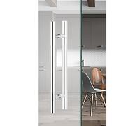 LMTYBOC Push Pull Door Handle Round, Modern Gate Handles for Wooden Fences, Sliding Barn/Glass Door Entry Door Pulls for Farmhouse, Shower, Garage (Color : Titanium, Size : 60cm/