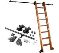 LMTYBOC Retractable Rolling Library Slide Rail Kit with Floor Rollers (No Ladder), Sliding Library Hardware Rolling Full Set Track Kit Round Tube Mobile Ladder Rail/10Ft/300Cm Track Kit