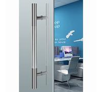 LMTYBOC Round Door Pull H Shape, Stainless Steel Brushed Nickel Glass Door Handle, Silver Sliding Push Pull Door/Barn Wood Gate Grab Bar (Color : Frosted, Size : 100cm/39.4in - 8