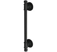 LMTYBOC Sliding Door Handle for Wood Door, Heavy Duty Wrought Iron Pull Push Door Handles Round Tubular, Gate Handle Toilet Door Pull Plate Wooden Cabinet Cupboard Handle Hardware