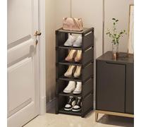 LMTYBOC Slim Black Shoe Rack - 8-Tier Space-Saving Shoe, Holds 1 Pair per Shelf, Stackable Shoe Stand for Entryway & Bedroom Storage Solution