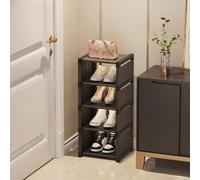 LMTYBOC Slim Black Shoe Rack, 8-Tier Space-Saving Shoe, Stackable Shoe Stand for Hallway & Bedroom, Fits 1 Pair Per Shelf, & Stylish Footwear Storage Solution