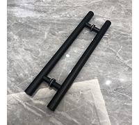 LMTYBOC Stainless Steel Barn Door Handle H Shape Pull Push Sliding Glass Shower Door Handle Solid Interior Exterior Door Knob Rose Gold 60cm & Matte Black 50cm