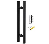 LMTYBOC Stainless Steel Commercial Door Handle for Glass or Wooden Doors Heavy Duty Brushed Sliding Barn Door Pull Handle Back to Back Model Matte Black Finish 100cm/39.4in