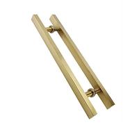 LMTYBOC Stainless Steel Double Side Bar Handle Set for Glass Doors Square Push Pull Handle for Hotel Home Club Office Store Gold Finish 1400mm Hole Center