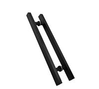 LMTYBOC Stainless Steel Double Side Bar Handle Set for Glass Doors Square Shop Push Pull Handle for Hotel Home Club Office Store Black Finish 700mm Hole Center