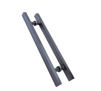 LMTYBOC Stainless Steel Double Sided Glass Door Handle Set for Hotel Home Club Office Store Brushed Finish Square Shop Push/Pull Handle with 1400mm Hole Center Gray