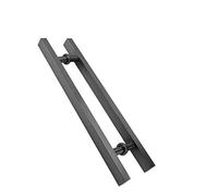 LMTYBOC Stylish Brushed Stainless Steel Double Sided Glass Door Handle Set for Home Office Hotel Club 900mm Square Bar Handle with Titanium Hole Centre
