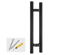 LMTYBOC Stylish Stainless Steel H Shape Modern Door Pull Handle for Sliding Barn Doors Exterior Push/Pull Bar with Fittings Black 80cm/32inch.