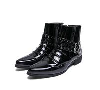 LMUIPMAA Cowboy Boot for Men Dress Formal Faux Leather High Top Boots | Zipper Western Boots Fashion Wedding Singer Bar Party Ballroom Personalized Chelsea Boots