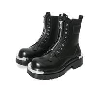 LMUIPMAA Men's Leather Gothic Punk Ankle Boots for Concerts Night Outs