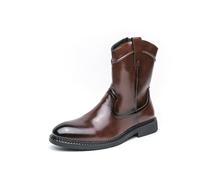 LMUIPMAA Men's Round Toe Zip Up Mid Calf Western Boots | Cowboy Ankle Boots for Work, Country Concerts, Rodeos, Casual Outings