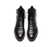 LMUIPMAA Men's Side Zipper Chelsea Ankle Boots Leather Cuban Heel Formal Dress Shoes Classic Mid Top Business Boots,Black,12 UK