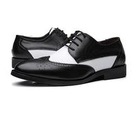 LMUIPMAA Men's Wingtip Oxford Dress Shoes Classic Brogue & Two-Tone Spectator Styles Formal Wedding Business Party Shoes,Black,6 UK