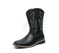 LMUIPMAA Western Cowboy Boots for Men Square Toe Slip on Country Boots