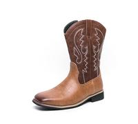 LMUIPMAA Western Cowboy Boots for Men Square Toe Slip on Country Boots