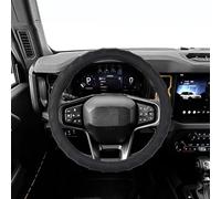 Lmuwecno Black Nappa Leather Steering Wheel Cover Anti-Slip, Breathable & Durable，Universal fit Cars 14.5-15 inch