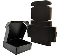 Lmuze 6x6x2 Shipping Boxes Set of 25, Black Mailer Corrugated Cardboard Box | for Packaging, Literature, Packing, Mailing, Storage, Small Business, Moving, Supplies, Tab Locking