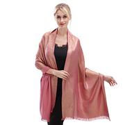 LMVERNA Women Sparkling Metallic Fringed Scarf Lightweight Fashion Large Pashmina Shawls And Wraps For Evening Dresses(Rose-Gold)