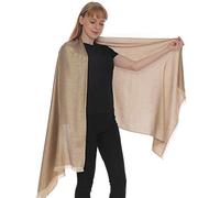 LMVERNA Women's Sparkling Metallic Soft Pashmina Shawls and Wraps Scarf in Solid Colors, Nude-gold, Medium