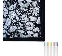 Lmyaicp DIY Coloring Blanket, Color Your Own Sherpa Fleece Throw 50×60 Inch, Washable Fabric for Re-Coloring, Cozy Kids Bedroom Sofa Décor with Coloring Pens, Creative Personalized Gift (#E)