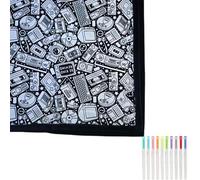 Lmyaicp DIY Coloring Blanket, Color Your Own Sherpa Fleece Throw 50×60 Inch, Washable Fabric for Re-Coloring, Cozy Kids Bedroom Sofa Décor with Coloring Pens, Creative Personalized Gift (#A)