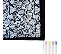 Lmyaicp DIY Coloring Blanket, Color Your Own Sherpa Fleece Throw 50×60 Inch, Washable Fabric for Re-Coloring, Cozy Kids Bedroom Sofa Décor with Coloring Pens, Creative Personalized Gift (#F)