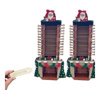 Lmyaicp Santa Chimney Countdown Display, 24-Day Wooden Christmas Countdown Decor, Hand-Painted Desktop/Mantel/Tabletop Holiday Piece with Built-In Tab Storage, Santa Down the Chimney (2)