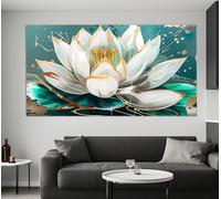 LMYCHENG Abstract Lotus Flower Oil Painting Canvas Print Posters, Floral Wall Art Pictures, Modern Bedroom Home Wall Decor Mural(30x60cm/Frameless)