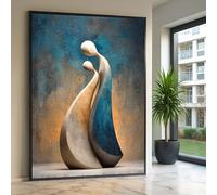 LMYCHENG Abstract People Forms Canvas Wall Art, Modern Minimalist Decor, Neutral Blue Toned Art Canvas, Home Decoration Artwork(60x80cm/Internal Frame)