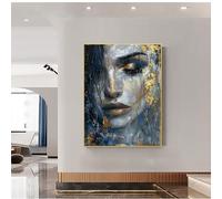 LMYCHENG Abstract Posters, Beautiful Girl Face Oil Painting on Canvas Large Wall Art Portrait Artwork Custom Prints Bedroom Decor(60x80cm/Frameless)