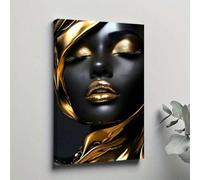 LMYCHENG Abstract Print Posters, Glamorous Portrait Canvas Wall Art - Elegant Black Gold Figure Oil Painting, Decor For Living Room 60x80cm framework