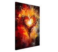 LMYCHENG Abstract red heart canvas art print Posters, impasto love art painting, romantic wall art, for Living Room home decor mural 20x30cm Frameless