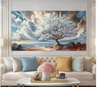 LMYCHENG Abstract White Tree Leaves Posters Print, Modern Nature Wall Art, White Tree Painting, Surreal Tree Art Canvas Print(30x60cm/Frameless)