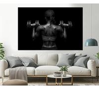 LMYCHENG African Woman in Gym Canvas Print, Fitness Wall Art, Women Workout Posters, Motivation Painting, Minimalist Gym Wall Decor(60x90cm/Frameless)