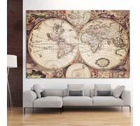 LMYCHENG Antique World Map Posters and Prints,: 1720 Historic Artwork Nordic Style Aesthetic Painting, Canvas Wall Art Decor Mural(60x90cm/Frameless)