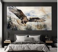 LMYCHENG Bald Eagle Canvas Posters Vintage Oil Painting, Animals Print Wall Art Pictures, Modern Home Office Wall Decor Mural(20x40cm/Frameless)