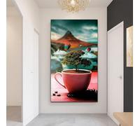 LMYCHENG Balloon landscape canvas painting, flying balloon Poster Prints, Abstract tree Canvas Wall Art for Living Room, Home Decor(60x105cm/Internal Frame)