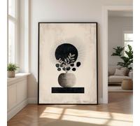LMYCHENG Black Sun Plant Canvas, Minimalist Abstract Wall Art, Bohemian Botanical Vase Illustration, Still Life Canvas Painting(50x70cm/Frameless)