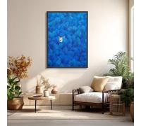 LMYCHENG Blue Trees Fox Posters Print, Abstract Forest Canvas Wall Art, Nordic Style Canvas Painting for Living Room, Home Decor(40x60cm/Internal Frame)