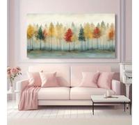 LMYCHENG Blurred Autumn Forest Painting, Modern Abstract Canvas Wall Art - Aesthetic Poster and Prints - for Living Room Home Decor(20x40cm/Inner frame)
