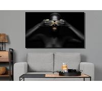 LMYCHENG Canvas Wall Art, African Woman Dark Skinned Painting, Beautiful Black Woman Posters and Prints, Home Office Decor Mural(50x75cm/Inner frame)