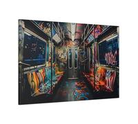 LMYCHENG Colorful Graffiti Art Subway Train Posters, Abstract Street Art Canvas Print Oil Painting, Pop Art Urban Landscape Mural 60x90cm Frameless