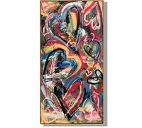 LMYCHENG Colorful Graffiti Heart Wall Art, abstract Love Posters Modern Art Pictures, Love Canvas Oil Painting, Heart Decor Mural 65x130cm Frameless