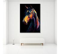 LMYCHENG Colorful horse canvas painting, modern pop art wall print, animal portrait artwork, equine Posters for Home Wall Decor(30x40cm/Internal Frame)