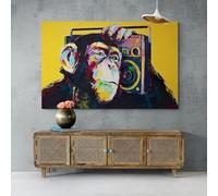LMYCHENG Colorful Monkey Oil Painting Music Animals Canvas Wall Art Pictures Posters and Prints for Living Room, Home Decor(60x90cm/Frameless)