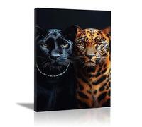 LMYCHENG Cute Animal Black Panther Painting, Canvas Prints Posters Vintage Aesthetic Artwork For Living Room Bedroom Home Decor(50x75cm/Frameless)